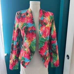 Ovi Pink and Red Blazer Lightweight Floral Suit Jacket